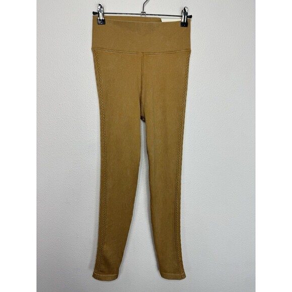 Aerie Medium OFFLINE Seamless Cable High Waisted Leggings 7/8 Washed Gold NWT - Picture 2 of 12